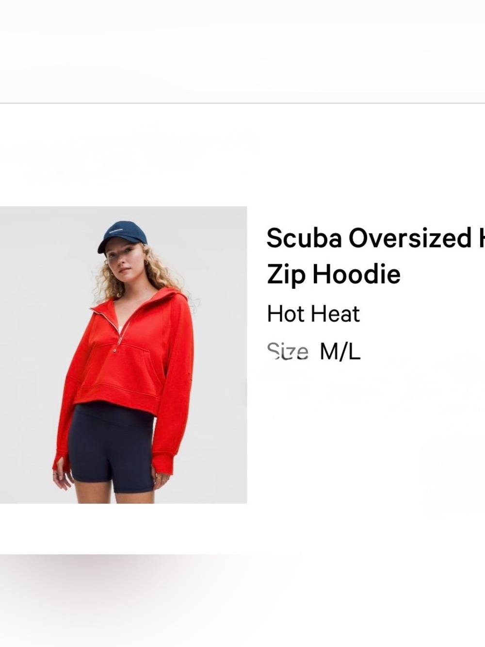 Lululemon Scuba Oversized Half Zip Hoodie in color Hot Heat, size M/L, like new!